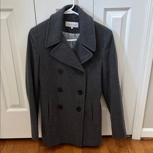 Calvin Klein Charcoal Double-Breasted Peacoat